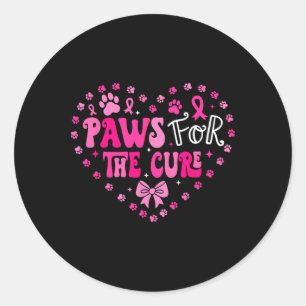 Paws For The Cure Funny Cat Paw Breast Cancer Awar Classic Round Sticker