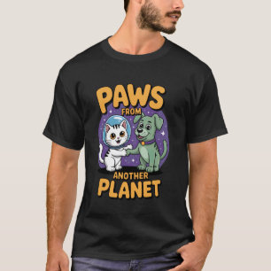 Paws from Planet Funny Alien Cat Space Galaxy Cat T-Shirt