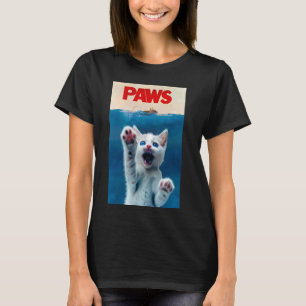 PAWS Funny Cat parody cat Lover Gift Kitten Shark  T-Shirt