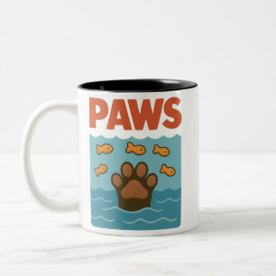 PAWS Funny Parody Retro Design Two-Tone Coffee Mug