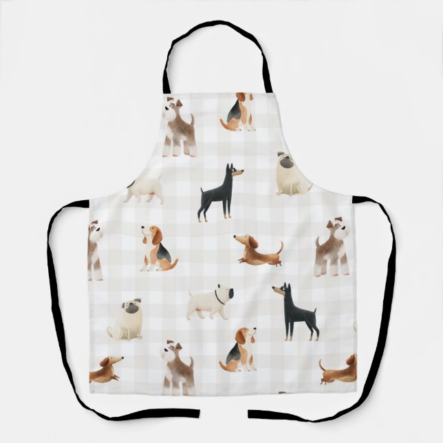 Paws Gingham lovely dogs  Apron (Front)