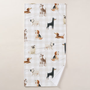 Paws Gingham lovely dogs Bath Towel