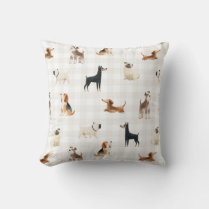 Paws Gingham lovely dogs  Cushion