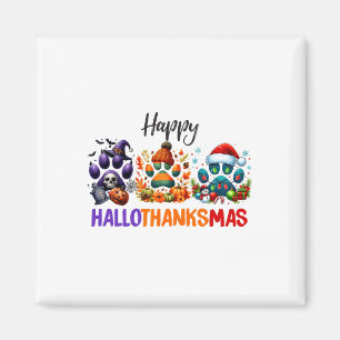Paws Happy Hallothanksmas Halloween Thanksgiving C Magnet