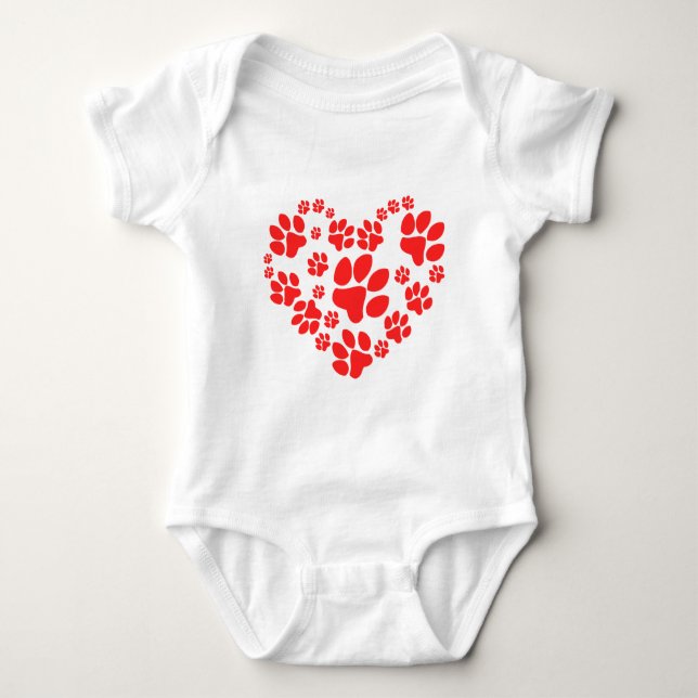 Paws Heart Baby Bodysuit (Front)
