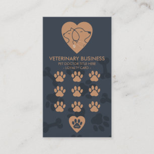 Paws Heart Stethescope Pet Doctor Veterinary Loyalty Card