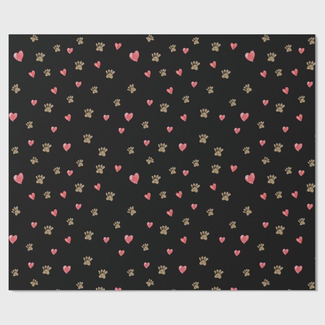Paws Hearts Wrapping Paper (Flat)