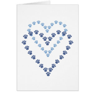 Paws Here Blank Card Heart Shaped Paw Prints