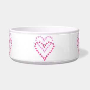 Paws Here Dog Pet Bowl Pink Paw Prints