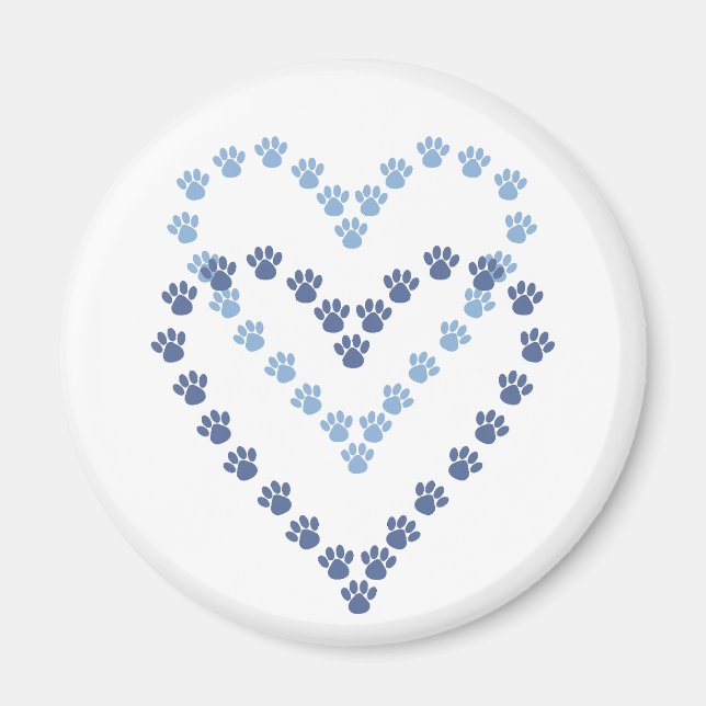 Paws Here  Heart Shaped Paw Prints Magnet (Front)
