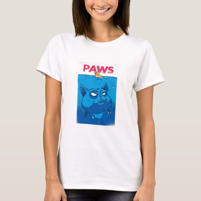 Paws Horror Movie Poster Spoof T-Shirt (Front)