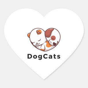 Paws in Harmony - Dog and Cat Love in a Heart   Sticker