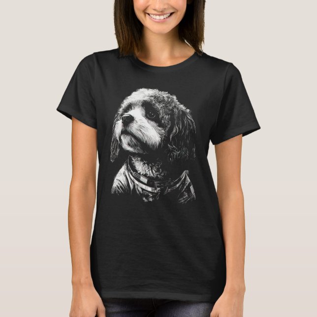 Paws in Space Astronaut Dog Portrait T-Shirt (Front)