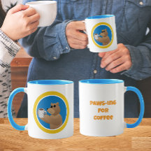 Paws-ing for Coffee Cute Bear Morning Coffee Pun