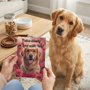 Paws-itively in Love Golden Retriever Valentine's  Card