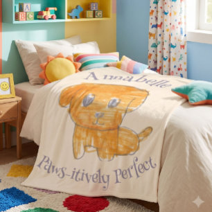 Paws-itively Perfect Cute Golden Puppy Dog Kid Art Fleece Blanket