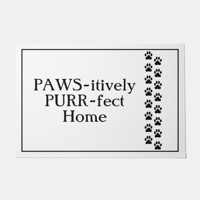 PAWS-itively PURR-fect Home Cat Door Mat (Front)