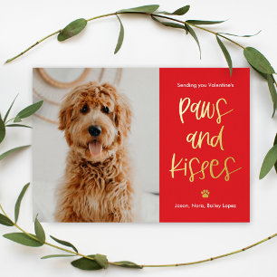 Paws Kisses Foil Valentine's Day Pet Photo Card