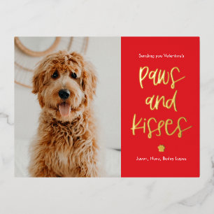 Paws Kisses Foil Valentine's Day Postcard