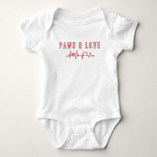 Paws & Love Cute Pet Lover Typography Animal lover Baby Bodysuit