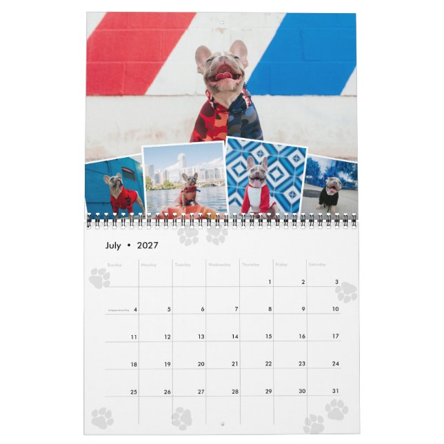 Paws Monthly Photo Collage Pet Photos Calendar (Jul 2027)
