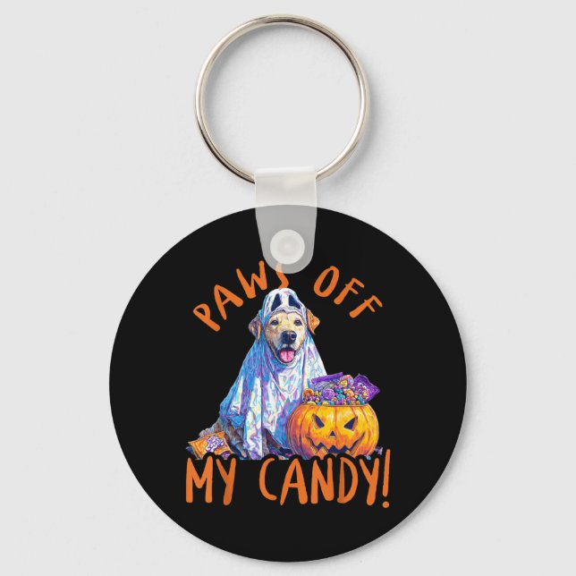Paws Off My Candy - Halloween Dog Key Ring (Front)