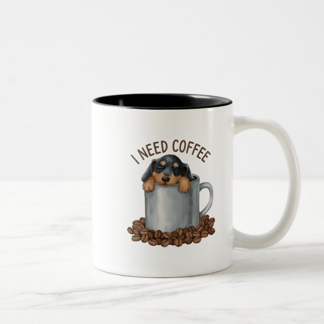 Paws off my coffee-Sleepy pup Edition Two-Tone Coffee Mug (Right)