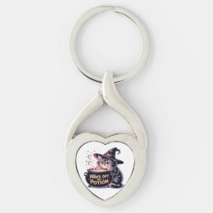 Paws Off My Potion, Kawaii Halloween Witch Cat Cla Key Ring