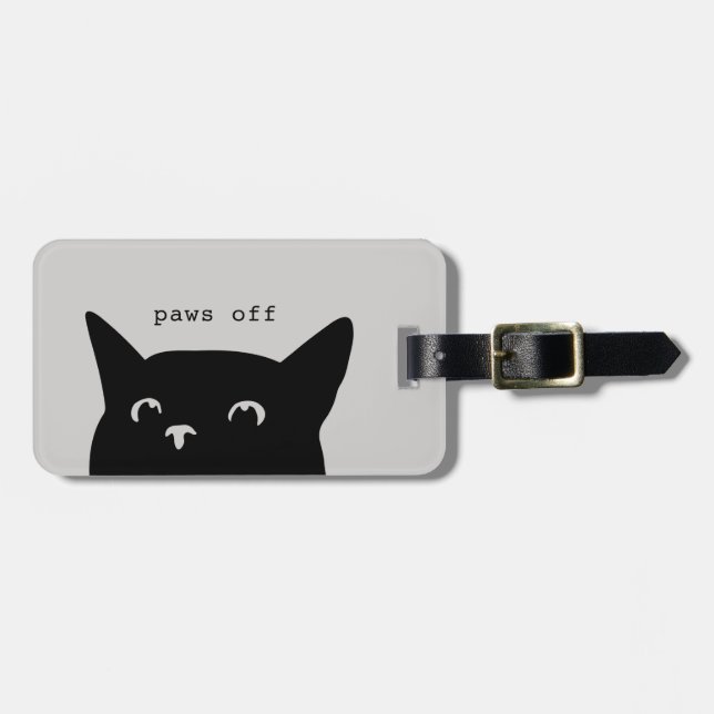Paws Off Peeking Cat Funny Luggage Tag (Front Horizontal)