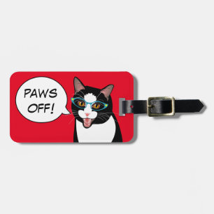 PAWS OFF! Sassy Tuxedo Cat Travel BlissAndKittens Luggage Tag