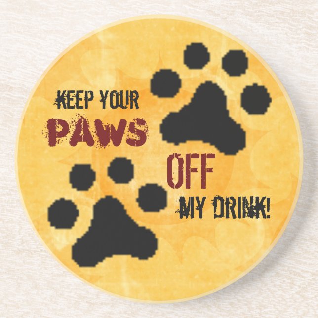 Paws Off (yellow) Coaster (Front)