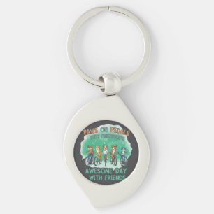 Paws on Pedals: An Awesome Day with Friends Key Ring