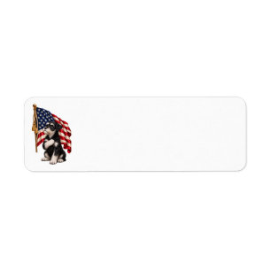 Paws Over Heart with American Flag Return Address Label