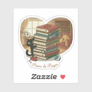 Paws & Pages   Cute Cat & Dog in Cosy Library Book