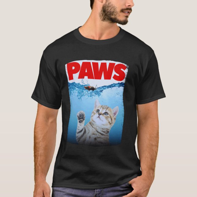 Paws Parody Cat Chasing a Cute Scared Mouse Funny  T-Shirt (Front)