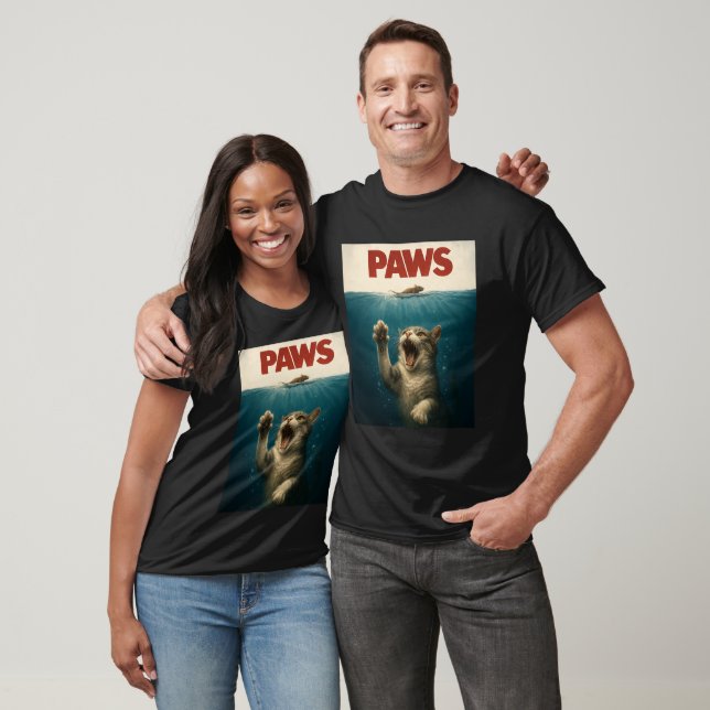 Paws Parody Cat Chasing a Cute Scared Mouse T-Shirt (Unisex)