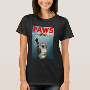 PAWS Parody Cat Mouse Funny Cat Chasing Mouse Kitt T-Shirt
