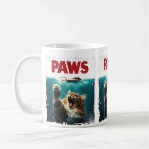 PAWS Parody Cat Mouse Humorous Cat Chasing Mouse Coffee Mug