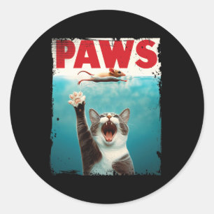 Paws Parody Cat Mouse Humourous Cat Chasing Mouse Classic Round Sticker