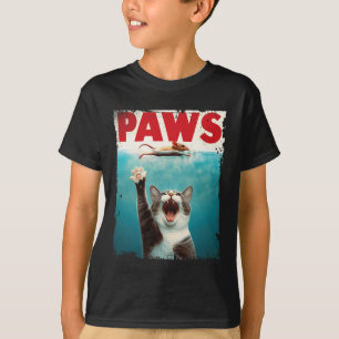 Paws Parody Cat Mouse Humourous Cat Chasing Mouse T-Shirt
