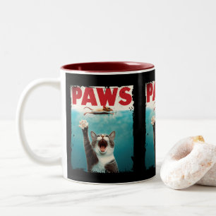 PAWS Parody Cat Mouse Humourous Cat Chasing Mouse  Two-Tone Coffee Mug