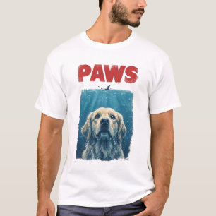 PAWS Parody Shark Movie Dog Funny Ocean Dog T-Shirt