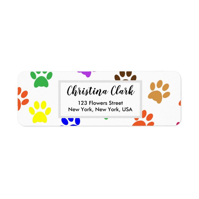 Paws Pattern Cute Personalised Custom Address Return Address Label (Front)