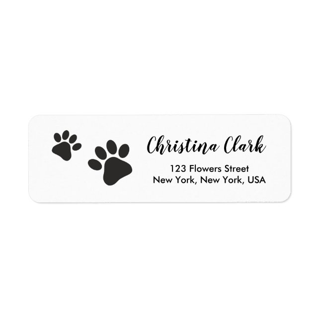 Paws Pattern Dog Cat Personalised Custom Address Return Address Label (Front)