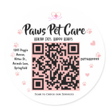 Paws Pet Care Pet Shop Logo Name  Barcode 