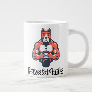 Paws & Planks Muscular Dog Fitness Poster Large Coffee Mug