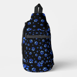 Paws print sparkle blue glitter, Sling Bag