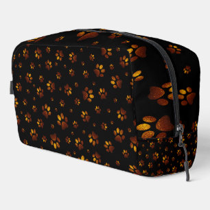 Paws print sparkle brown gold glitter, Dopp Kit