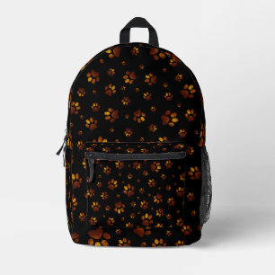 Paws print sparkle brown gold glitter, Printed Backpack