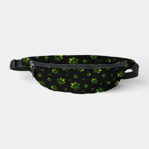 Paws print sparkle dark green glitter, Bum Bags